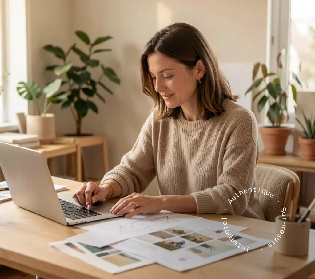 Femme travaillant sur un ordinateur portable dans un bureau
