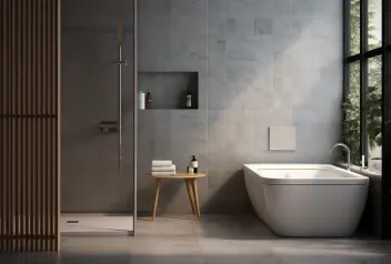 Salle de bain avec baignoire et douche